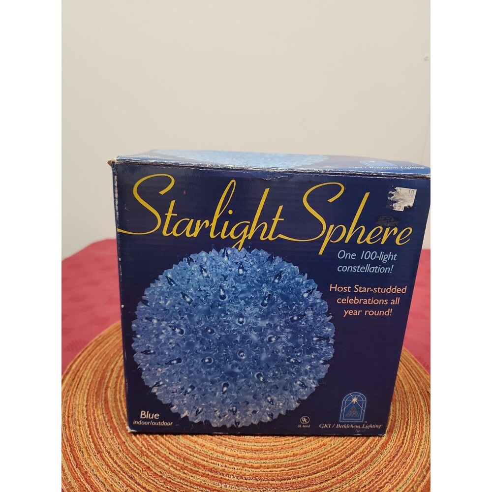 VTG 1990's Starlight Sphere 100 Light Constellation Blue Indoor/Outdoor In Box